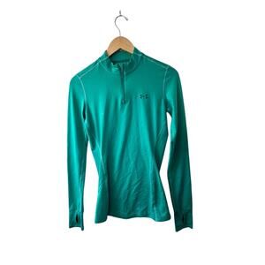 Under Armour  ColdGear Fitted Aqua Long Sleeve 1/4 Zip Pullover Shirt Sz Small